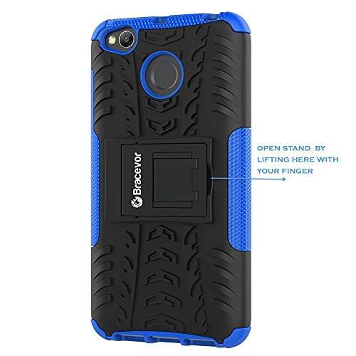 Bracevor Back Cover for Xiaomi Redmi 4 (Blue) | pc+TPU | Kickstand Case 4