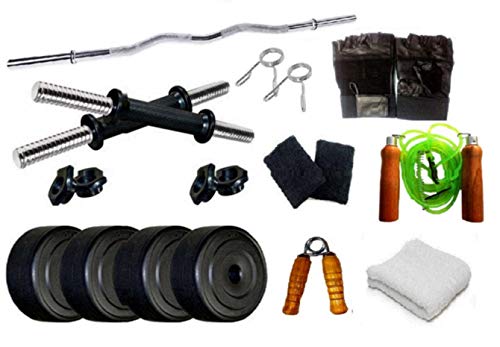 Spanco Home Gym with 28 Kg. P.V.C Weight Plates (5 Kg. X 4 = 20 Kg. + 2 Kg. X 4 = 8 Kg.), Curl Rod, Dumbell Rods & 5 Accessories for Fitness, Weight Lifting, Body Shaping & Body Toning 2