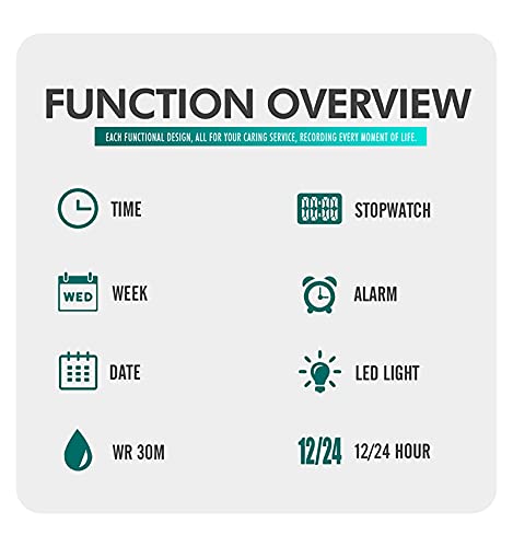 Womens Sports Watch Digital Watches for Women with Waterproof Stopwatch 30M Waterproof Week Date Alarm LED Light Calendar Chrono Silicone Straps Gift for Girls Women 6