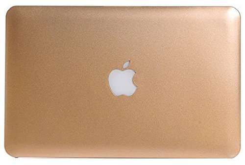 Heartly Premium Luxury Flip Thin Hard Shell Rugged Armor Hybrid Bumper Back Case Cover with Apple Cut Logo for MacBook Pro 15 inch - Mobile Gold 3