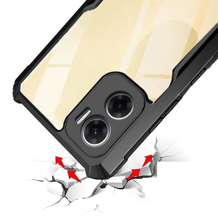 Amazon Basics Hybrid Camera Protection Transparent Hard Back Case Cover for Redmi A1 4G 2022 (Sides Black) 5