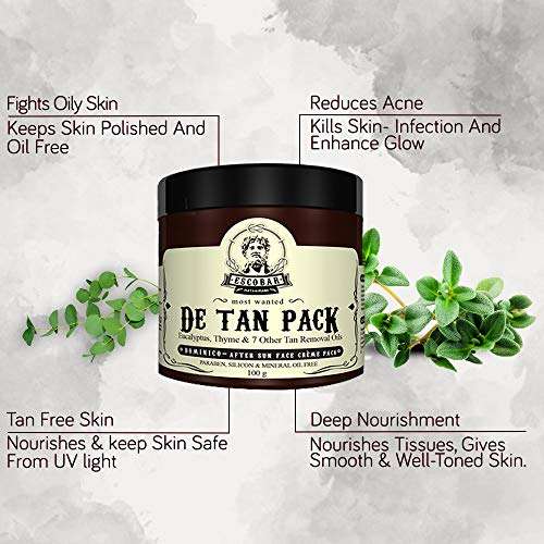 Escobar De Tan Face Scrub and De Tan Cream Face Pack For Removes Blackheads, Dark Spot & Pimple, Improve Skin Complexion, 200gm, Pack of 2 6