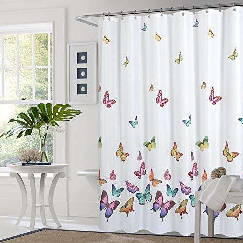 Jasion Shower Curtain Set Colorful Butterfly in Spring Waterproof Fabric Bathroom Curtains Home Bath Decor with 12 Hooks 72 X 72 Inches 3