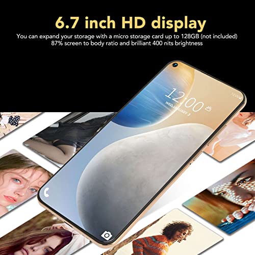 4G LTE Smartphone, 6.7 Inch 3040x1440 HD Screen Face Recognition Cellphone, 4GB 128GB Memory, 8MP 16MP Camera 4000mAh International Android 10 Unlocked Phone, Support GPS,Bluetooth,US Plug(Yellow) 5