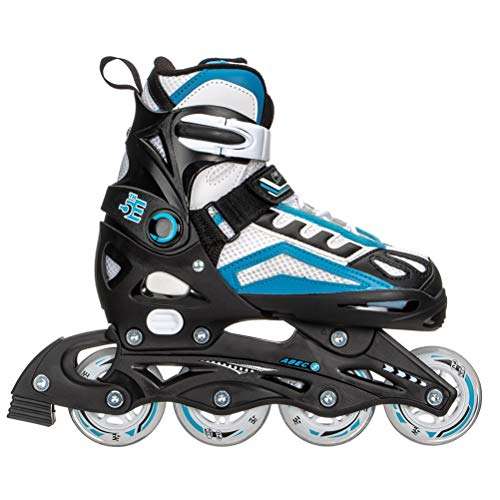 5th Element G2-100 Adjustable Girls Recreational Inline Skates, Black and Pink Rollerblades - 2-4/White-Blue 3