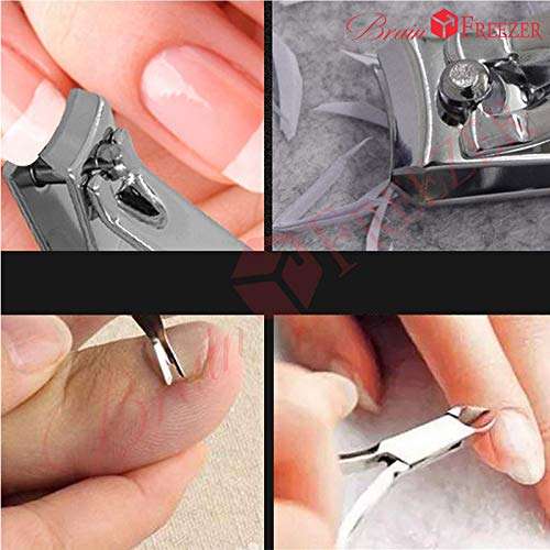 Brain Freezer 7 in 1 Stainless Steel Nail Scissors Manicure Grooming Kit Set, Black, 100 g 5
