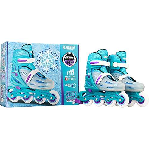 Crazy Skates Adjustable Inline Skates for Girls - Beginner Kids Rollerblades - Teal with Purple (Medium/Sizes 2-5) 6