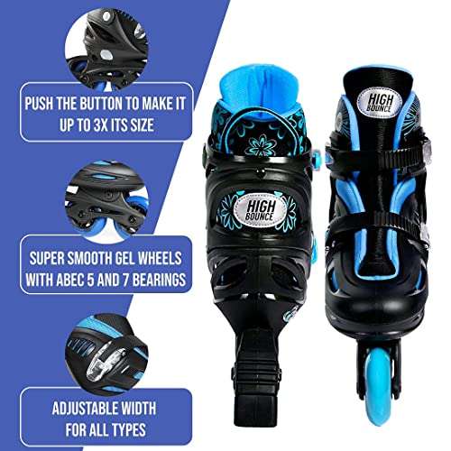 High Bounce Adjustable Inline Skate (Blue, Medium (2-5) ABEC 5) 6