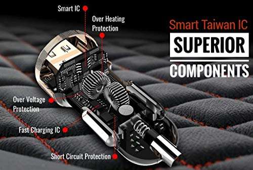 3.1 Amp Dual USB Port Car Charger for Oppo F7 Youth Car Charger | High Speed Rapid Fast Turbo QC 3.0 Android & Tablets Car Mobile Charger with Micro USB Charging Cable (Black) 5