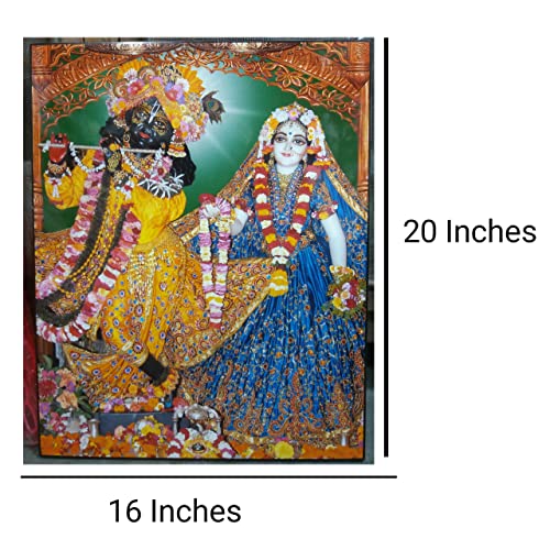 Templeshop Mayapur Iskcon Radha Krishna Photo Frame, Made by ply Wood Plastic for Home & Temple Decoraction Size (16/20 inches) 3