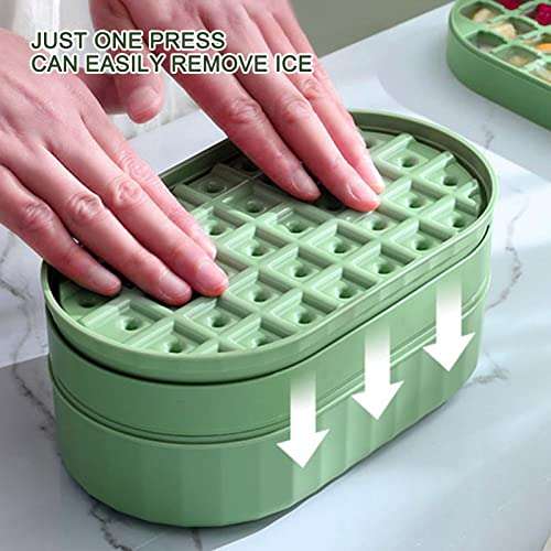 Haofy 72 Grids Ice Cube Tray with Lid and Storage Bin, Stackable Ice Mold Tray, Ice Cube Container for Freezer with Lid(Green) 4
