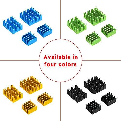 REES52 Heatsink for Raspberry Pi 4 Model B - Pack of 4 PCs - Raspberry Pi heatsink (Black) 3