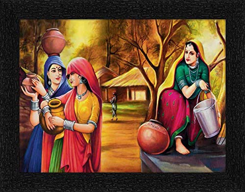 Rajasthani Panihari Painting with Synthetic Frame 2