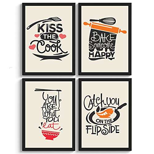 SC CREATIVES Set of 4 Bakery Cooking Quotes Framed Art Prints Painting with Plexi Glass 12 x 9 Inches Wall Art Gift Posters for Wall Decor Wall Hangings - Black Frame | Ready To Hang 2