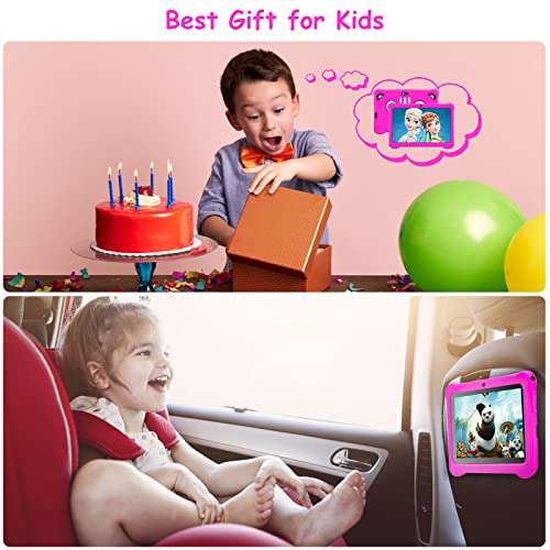 Kids Tablet, 7 inch Tablet for Kids Toddler Tablet Android 11 2GB+32 GB Learning Tablet IPS Screen WiFi GMS Certified Kids-Proof Parent Control, Pink 6