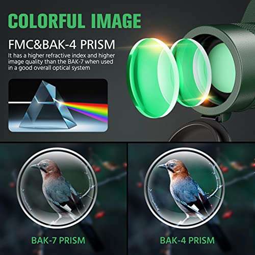 80X100 Monocular Telescope with Smartphone Holder & Tripod, WOCELBY 2022 High Power Prism Compact Monoculars for Adults Kids HD Monocular Scope for Bird Watching Hunting Hiking Concert Traveling 6