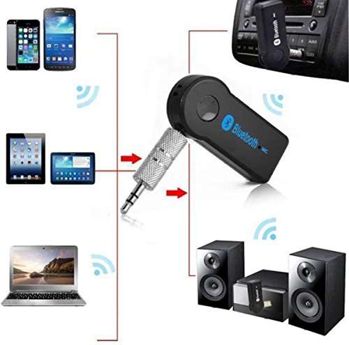 Car Bluetooth for Micromax Canvas Xpress 2 E313 Wireless Adapter 3.5mm Jack Aux Cable Audio Receiver with MIC Speaker Stereo System FM Transmitter Music Receiver Phone Receiver - Black 6