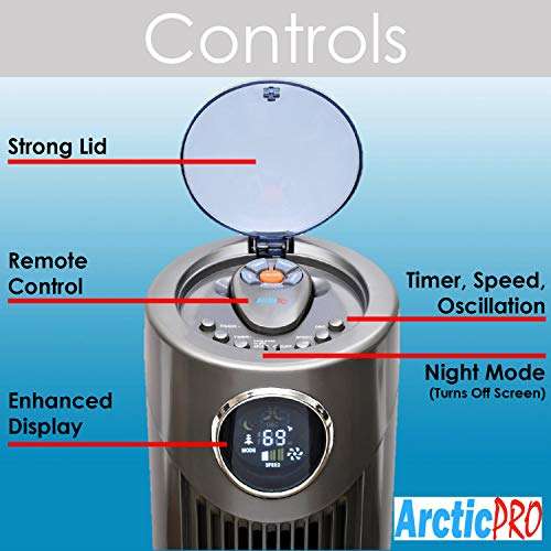 ARCTICPRO Digital Screen Oscillating 1 Watts Tower Fan with Remote Control (Dark Gray, 42-Inch) 6