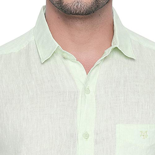 MUFTI Lime Solid Casual Linen Shirt 6