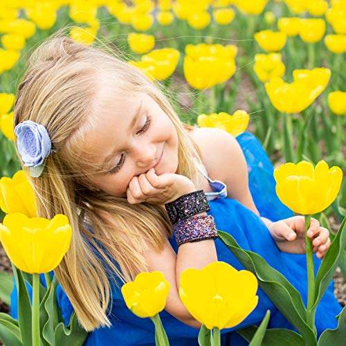 FROG SAC 12 PCS Glitter Slap Bracelets for Kids Girls, Safe Suede Backing, Girls Glitter Princess Theme Birthday Party Favors & Supplies, Sparkly Snap Bracelet Set, Easter Basket Stuffers, Goodie Bag Fillers 3