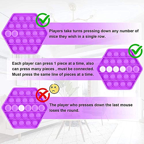Pop It Fidget Toys, Push Pop Bubble Fidget Sensory Toy, Autism Special Needs Silicone Stress Relief Toy,Great Fidget Toy Sensory Toys Novelty Gifts for Girls Boys Kids (Hexagon Purple) 5