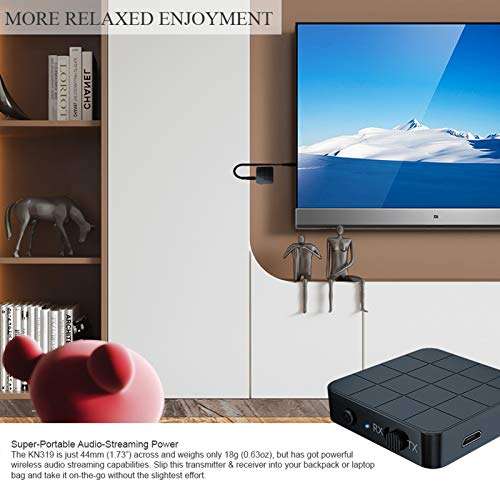 Wireless Adapter, 2 in 1 Bluetooth 5.0 Wireless Audio Receiver Transmitter Media Player Adapter Black 4