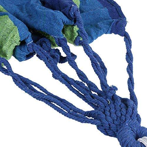TALLIN Outdoor Double Person Ultra Light Camping Hammock, Portable Hammock Cotton Swing for Back Packing Set of 1(Blue-Green Miv ) 6