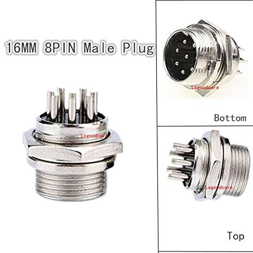 Aviation Connector Plugs, Lsgoodcare 30Pcs 16mm 8 Pin Din Female/Male Aviation Wire Connector Plug, AC 200V 5A GX16 Metal Chassis Connector Socket 3