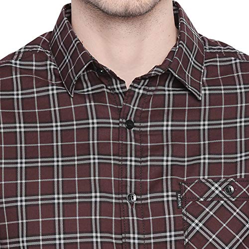 MUFTI Brown Checkered Full Sleeved Casual Shirt 6