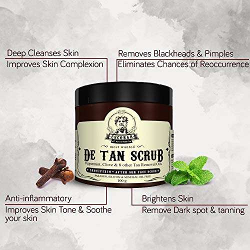Escobar De Tan Face Scrub and De Tan Cream Face Pack For Removes Blackheads, Dark Spot & Pimple, Improve Skin Complexion, 200gm, Pack of 2 3