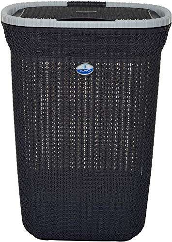 Migglo JOYO Plastic Knit Laundry Basket,Laundry Bag Bin for Clothes and Toys Storage 50 LTR, Grey(44 cm X 33 cm X 55 cm) 2