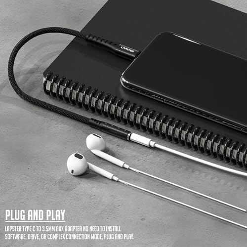 LS LAPSTER Quality Assured Type C to 3.5 mm Audio Jack Connector with DAC Headphone Converter Supports Mic & Audio, Metal Body, Black 4