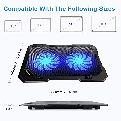 TopMate C302 10-15.6 Laptop Cooler Cooling Pad | Ultra Slim Portable 2 Quiet Big Fans 1300RPM with USB Line Built in | Simple and Easy Use Design 3