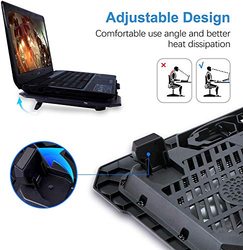TopMate C302 10-15.6 Laptop Cooler Cooling Pad | Ultra Slim Portable 2 Quiet Big Fans 1300RPM with USB Line Built in | Simple and Easy Use Design 5