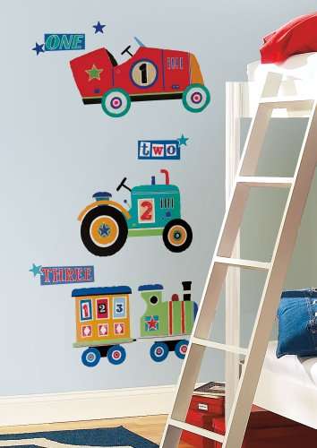 Roommates Plastic Transportation Giant Peel and Stick Wall Decals, Multi Color 3