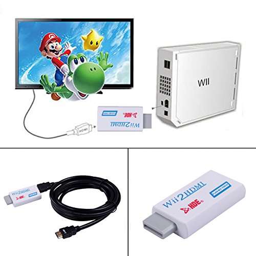 HDE Wii to HDMI Converter [Includes 1080p HDMI Cable 10ft] Wii 2 HDMI Adapter Output Video Audio with 3.5mm Jack Audio, Supports all Wii Display Modes 4