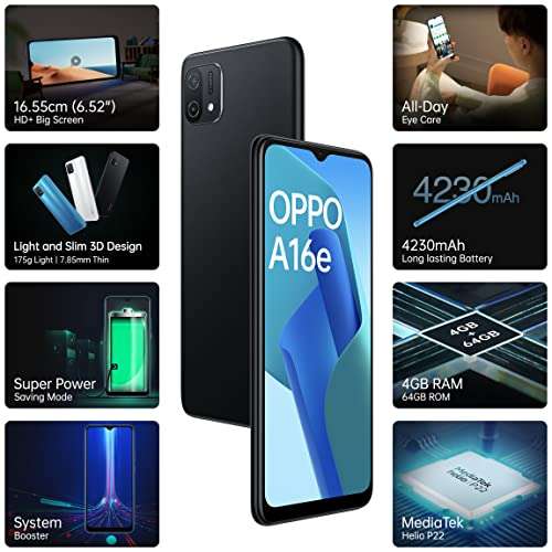 OPPO A16e (Midnight Black, 4GB RAM, 64GB Storage) with No Cost EMI/Additional Exchange Offers 4