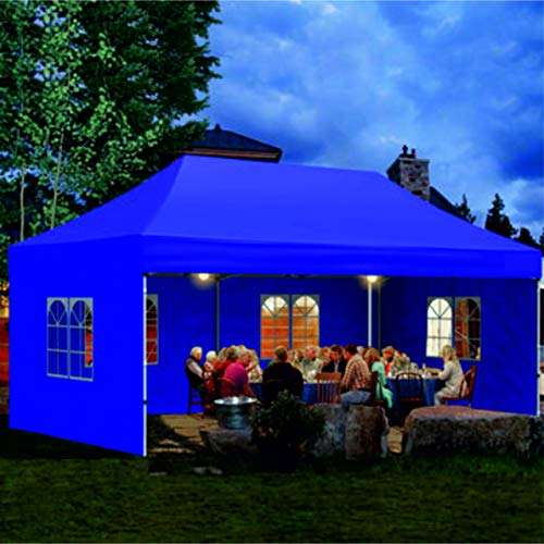 Invezo Gazebo Tent (35 kgs, Blue) with 3 Sided European Covers, Cover Bag, Portable & Foldable/Outdoor/Advertising Gazebo Canopy Tent 2 Mins Installation 3