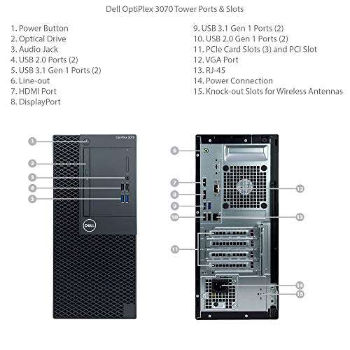 Dell OptiPlex 3070 MT Tower Desktop Computer - 9th Gen Intel Core i3-9100 Quad-Core CPU up to 4.20GHz, 32GB DDR4 Memory, 1TB SSD + 1TB Hard Drive, Intel UHD Graphics 630, DVD Burner, Windows 10 Pro 6
