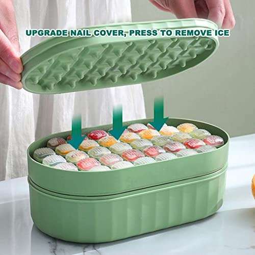 Haofy 72 Grids Ice Cube Tray with Lid and Storage Bin, Stackable Ice Mold Tray, Ice Cube Container for Freezer with Lid(Green) 6