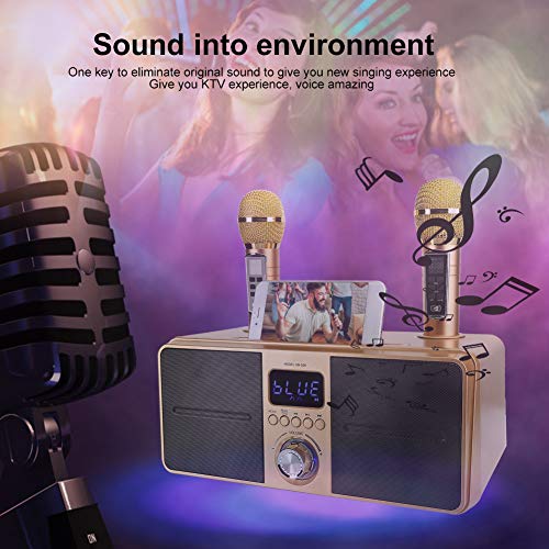 Bewinner1 KTV Kit Bluetooth Karaoke Speaker, Karaoke Equipment with Double Microphone for Home, AUX USB Universal Video Multipurpose Machine for Phone/Tablet/PC, 2 Wireless Karaoke Microphones(Oro) 5