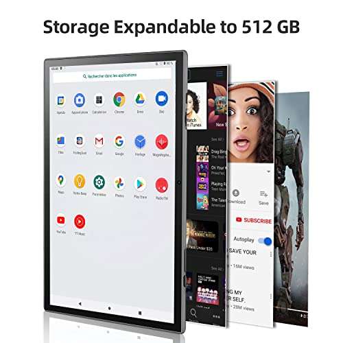 10.1 inch Tablet, Android OS Tablet with 2 GB RAM and 32 GB Storage, Quad-Core Processor, 6000mAh Battery, 10.1" IPS HD Display, Wi-Fi, GPS, FM, Black 5