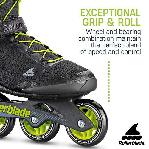 Rollerblade Zetrablade Elite Men's Adult Fitness Inline Skate, Black and Lime, Performance Inline Skates, 10 5