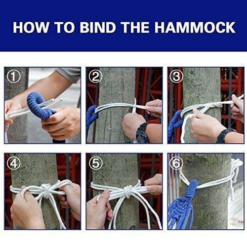 TALLIN Outdoor Double Person Ultra Light Camping Hammock, Portable Hammock Cotton Swing for Back Packing Set of 1(Blue-Green Miv ) 3