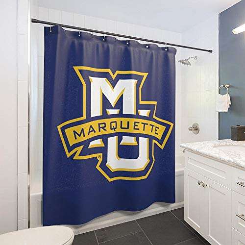 College Flags & Banners Co. Marquette Golden Eagles Shower Curtain with Rod Hooks Soft Micro Fiber Polyester 3