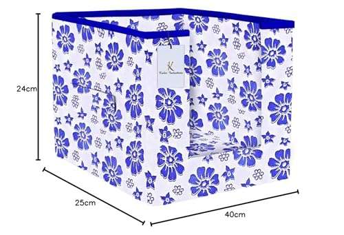 Kuber Industries Exclusive Flower Printed 6 Piece Non Woven Shirt Stacker Cloth Organizer for Storage, (Royal Blue)-CTLTC038956 6