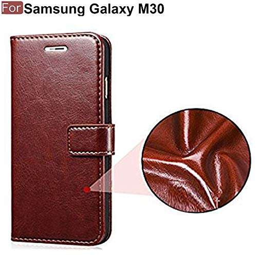 CEDO Samsung M30 Flip Cover | Leather Finish | Inside Pockets & Inbuilt Stand | Shockproof Wallet Style Magnetic Closure Back Cover Case for Samsung Galaxy M30 (Brown) 6