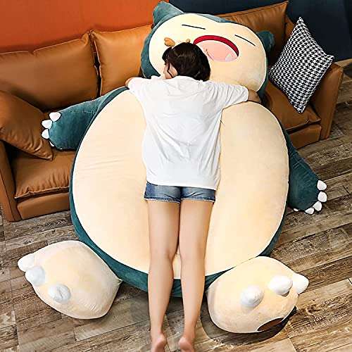 HCSXMY Snorlax Bean Bag Chair Cover - Unstuffed Snorlax Plush Toy with Zipper for Girlfriend Birthday Gift (150CM, Angry Face) 3