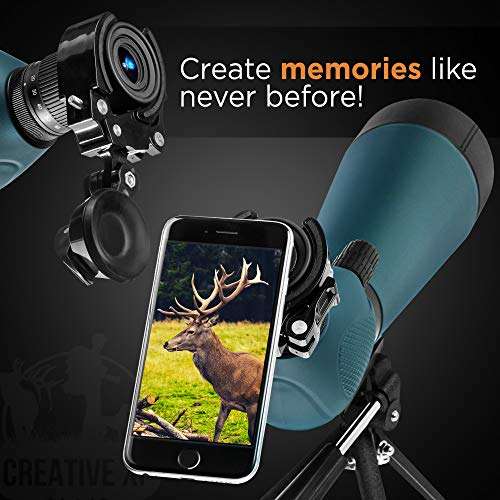 CREATIVE XP Spotting Scopes - 20x60 80mm ED Spotter Scope for Hunting, Target Shooting, Bird Watching, Astronomy - IP67 Waterproof Spotting Scope w/Photo Clicker, Tripod & Phone Adapter, Green 4
