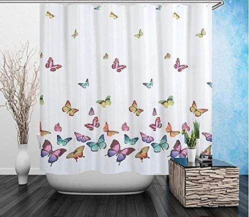 Jasion Shower Curtain Set Colorful Butterfly in Spring Waterproof Fabric Bathroom Curtains Home Bath Decor with 12 Hooks 72 X 72 Inches 4